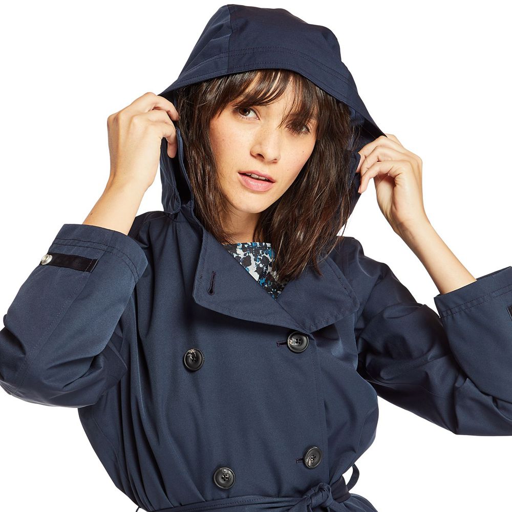 Timberland Womens Coats Classic Waterproof Trench - Navy - India CL5891624